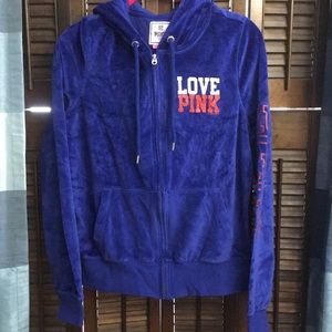 PINK NY Giants Velour ZIP-up Hoodie